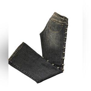 Lazer Jeans Dark Blue Rhinestone Embellished Flare Leg Jeans Size 4